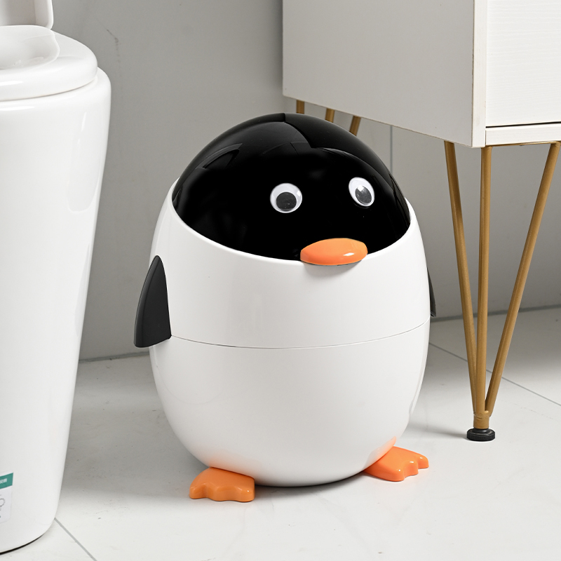 Highly Aesthetic and Creative Trash Can, Cute Penguin Design, for Home Use in the Living Room, with Lid, for Kitchen, Modern Bedroom, Trendy Large Storage Bin Highly Aesthetic and Creative Trash Can, Cute Penguin Design, for Home Use in the Living Room, with Lid, for Kitchen, Modern Bedroom, Trendy Large Storage Bin