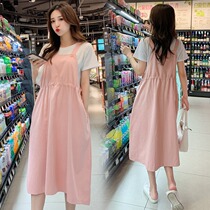 Pregnant woman Spring summer dress Libra dress minor Large size jacket Short sleeves Summer braces Pregnant Woman Summer Suit Two Sets