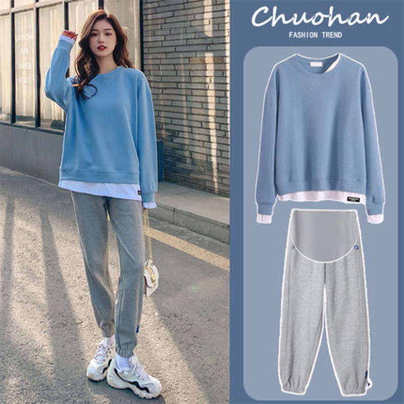 Maternity Spring Suit Fashion Plus Size Tops Women 2022 New Fashion Spring Red Sweatshirt Maternity Sweatshirt Spring and Autumn