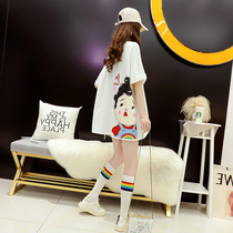 Nursing clothing net red lazy wind fashion printed short-sleeved t-shirt womens new summer loose and wild feeding top tide