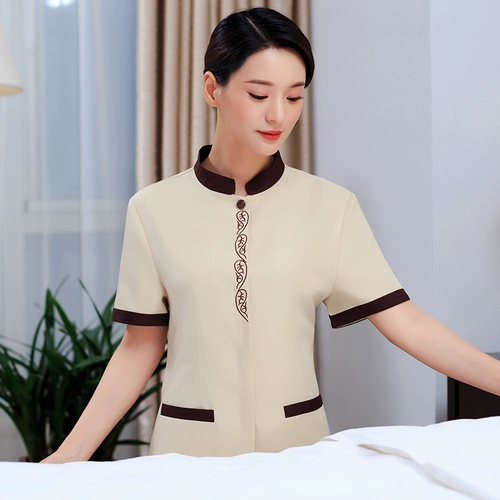 Комнатная летняя одежда для работы для отеля, комплект, униформа, короткий рукав