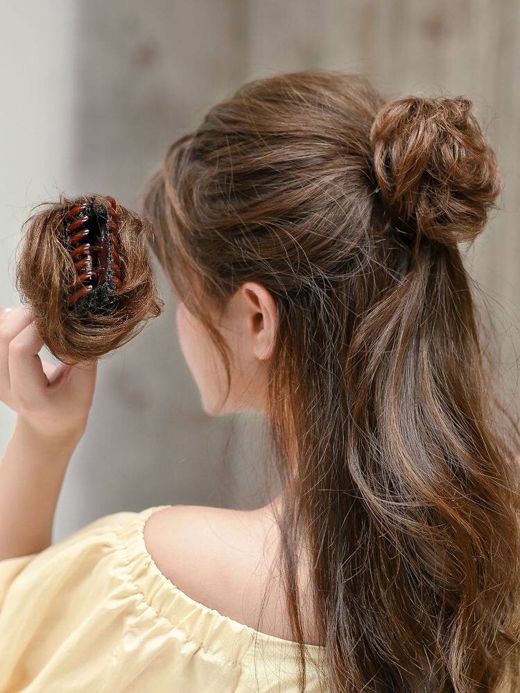 Grab Clip Wig Pellet hair Circle Grip Clip Flower Buds Laziness Half Balls of Genuine Hair Fluffy Natural Disc Hair Hair Wig Bag