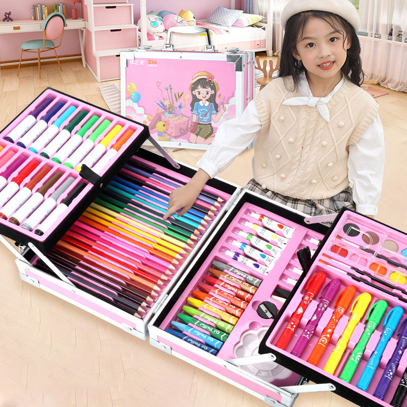 Drawing tools painting watercolor pen set for children full set of art school supplies brush gift box for girls elementary school students