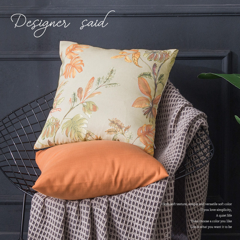 American field garden wind pillow washed cotton without core holding pillow cover sofa large size leaning against pillow cover square waist pillow-Taobao