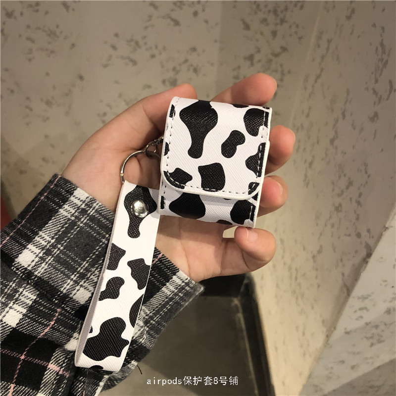 ins cows textured cortex airpods protective sleeve suitable for apple 1 2 3 generation headphone shell pro box hangings