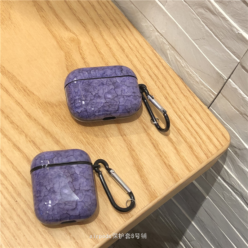 Purple marble airpods pro case for apple wireless blue 1 2 3 generation earphone shell