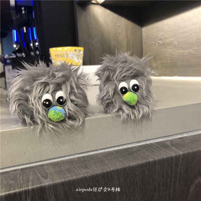 ins plush green nose small monster airpods protective sleeves apply Apple Bluetooth 1 2 3 generation headphone shell pro