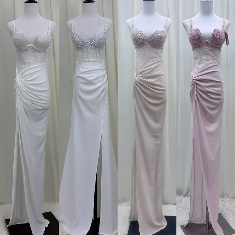 Lace Bra with a Push-Up Effect That Enhances the Bust, Embellished Evening Gown for Socialite Gatherings, Nightclubs, and Elegant Slimming Dresses