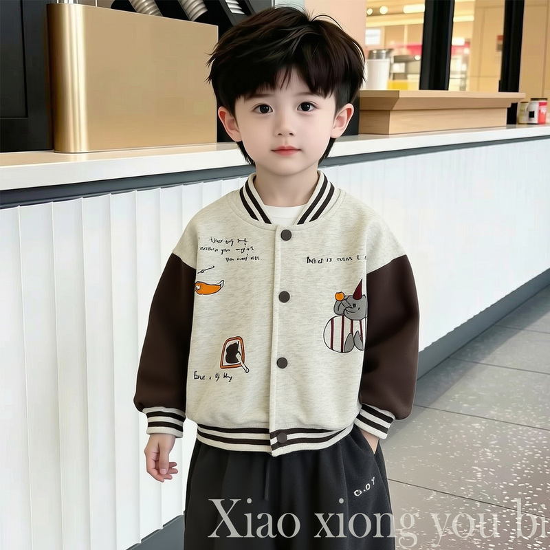 Boys' Autumn Jacket 2026 New Style Children's Autumn Korean Baseball Jacket Cardigan Baby Casual Jacket Trendy Clothing
