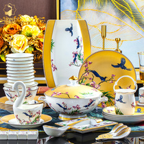 Komei Wo cutlery set home Chinese style dishes luxury European bone porcelain Jingdezhen ceramic bowl chopsticks