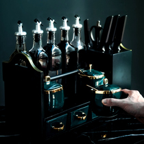 Nordic light luxury seasoning box set Household seasoning tank rack Oil bottle pot Salt tank Glass kitchen supplies shelf