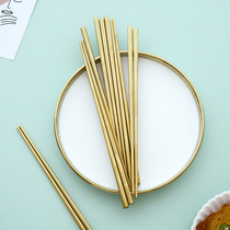 European style simple creative household Portuguese retro restaurant 304 stainless steel chopsticks golden hollow square