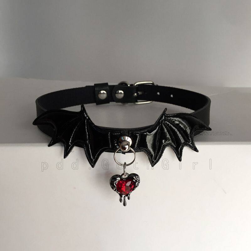 Sweet and cool dark devil wings cross pendant choker gothic Halloween necklace punk collarbone chain