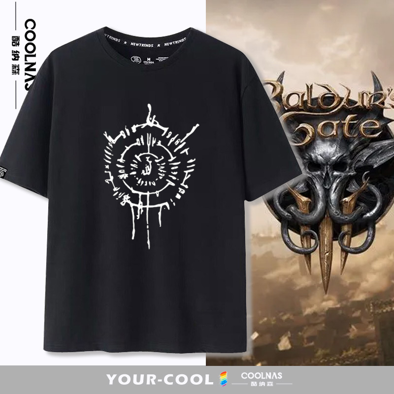 Baldur's Gate 3 Merchandise Asdarren D20 Dice Math Formula Short-Sleeve T-Shirt for Men Summer Half-Sleeve Top