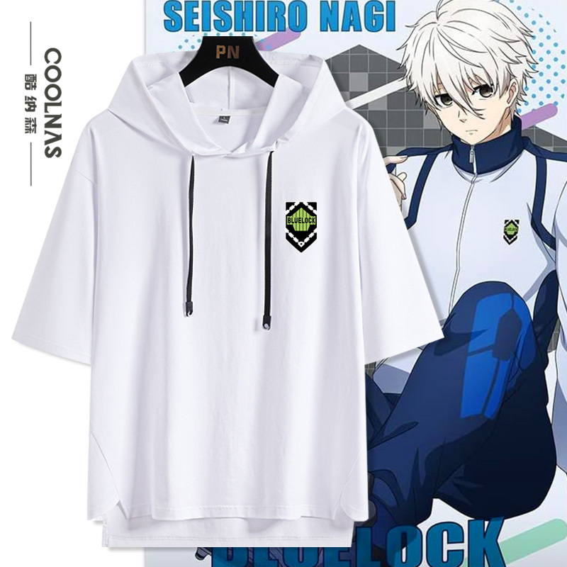 Blue Lock Rengoku Rei Wang Jieshi Yonaga Seijuro Merchandise Hooded Short-Sleeve T-Shirt Hoodie Clothing Summer