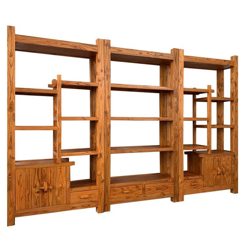 New Old Elm Wood Bou Ancient Shelf Solid Wood Chinese Tea Show Rack Retro Partition Shelving Objects Bookshelves Antique Hem shelves-Taobao