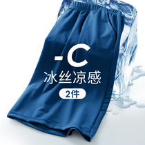 Pajama pants mens summer ice silk thin big pants home shorts ultra-thin silk loose fat plus five points home pants