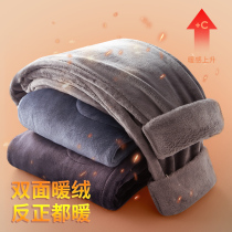 Elderly pajama pants mens new coral velvet padded velvet autumn and winter home flannel loose can be worn outside home pants