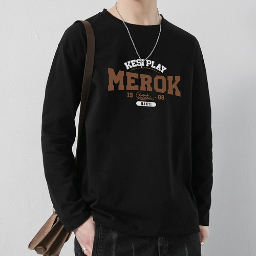 Мужская хлопковая осенняя ретро утепленный лонгслив, термобелье, в американском стиле, оверсайз