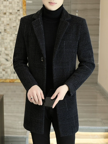 Демисезонное длинное шерстяное пальто для мальчиков, зимняя куртка для отдыха, средней длины, увеличенная толщина