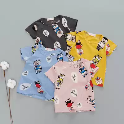 Baby short t summer thin men and children short sleeve T-shirt summer cotton toddler T-shirt Korean cartoon summer dress