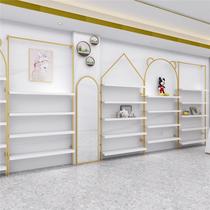 White display cabinet shopping mall mens and womens golden childrens shoe rack store shoe shelf multi-layer wall shoe cabinet shoe store display rack