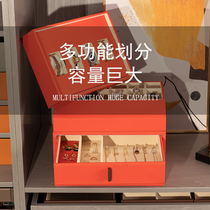 Light luxury leather wardrobe storage cabinet household entrance drawer type jewelry watch multi-layer storage box grid box