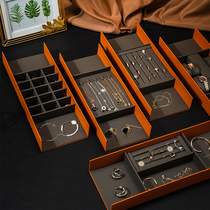 Light luxury jewelry box storage box high-grade exquisite earrings earrings necklace watch drawer type partition jewelry box leather