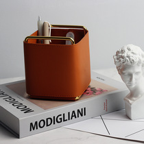 Desktop storage living room key remote control multifunctional office study simple pen holder sundries leather storage box