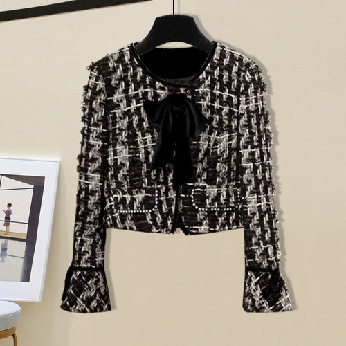 Демисезонная ретро плетеная бархатная куртка, юбка, комплект, в стиле Шанель