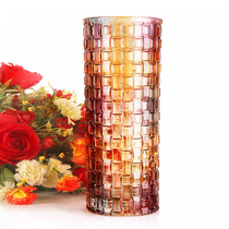 1399 large size 34cm thick colorful living room flower arrangement ornaments rich bamboo lily floor-standing crystal glass vase