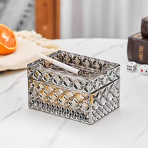 Flevinz crystal glass ashtray double-layer anti-fly ash office personality with lid dual-use ashtray 1399