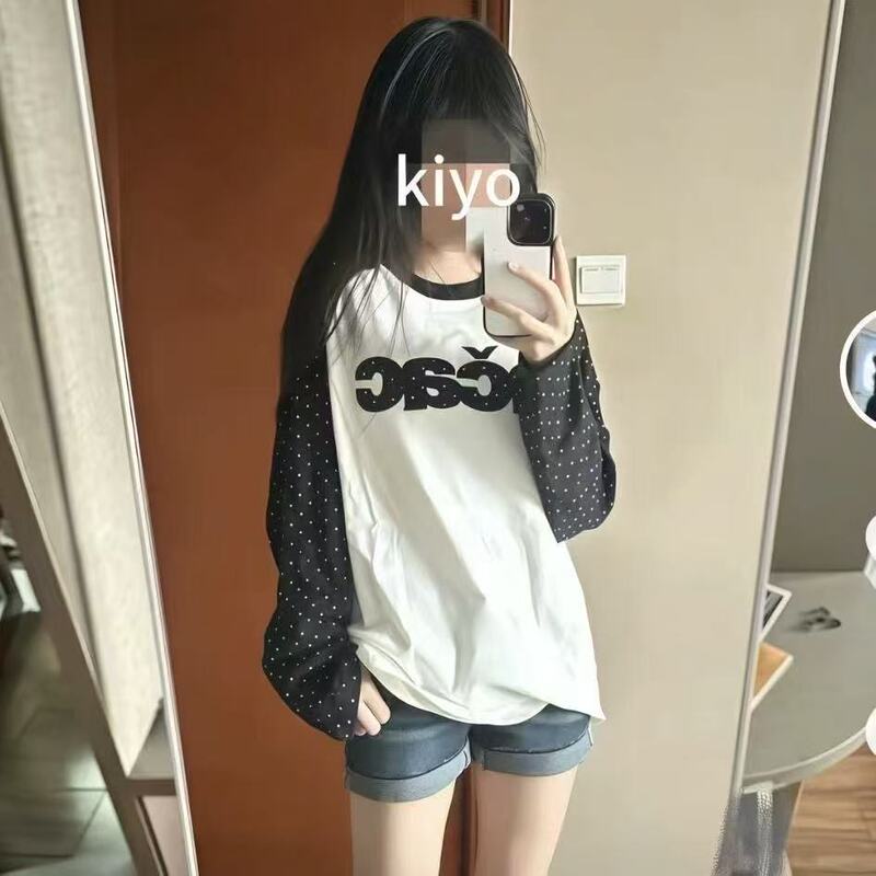 American Retro Polka Dot Raglan Long-Sleeve T-Shirt for Girls, 2026 Spring and Autumn New Popular Loose Fit Top for Middle School Students American Retro Polka Dot Raglan Long-Sleeve T-Shirt for Girls, 2026 Spring and Autumn New Popular Loose Fit Top for Middle School Students