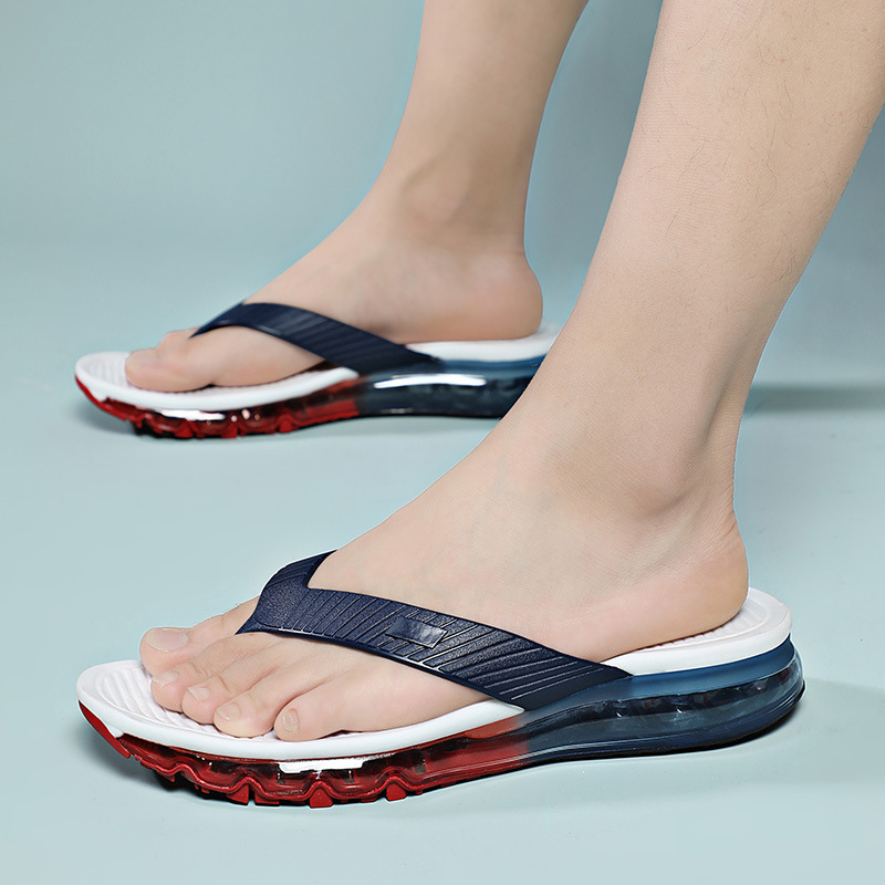 High quality air cushion slippers male tide outside wearing summer 2022 stompers with a thick bottom big code herringbone drag 