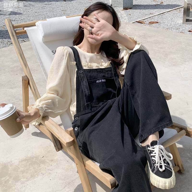 T pregnant women's pants women's autumn and winter outer wear 2022 new spring and autumn overalls suit small denim wide-leg pants autumn