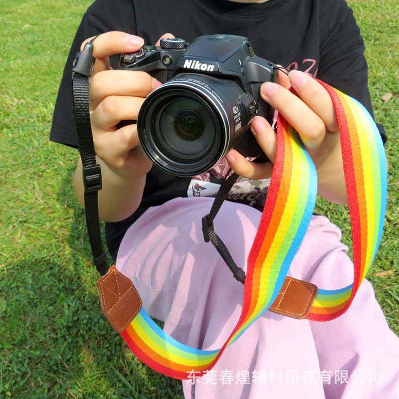 Hot selling polyester woven stripe Polaroid solid color universal camera strap fashion photographic equipment shoulder strap special price