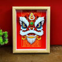 Wake Lion Red Birth Day Gift Real 3D Solid Painting Office Living Room Swing Desktop Home Ornament Pure Hand Tide Play