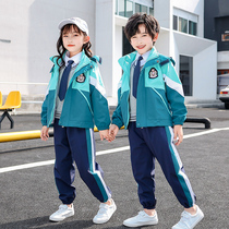 Primary school childrens submachine clothes school uniforms Spring and autumn suit Childrens class clothes kindergarten Garden clothes Winter warmth sports Three sets
