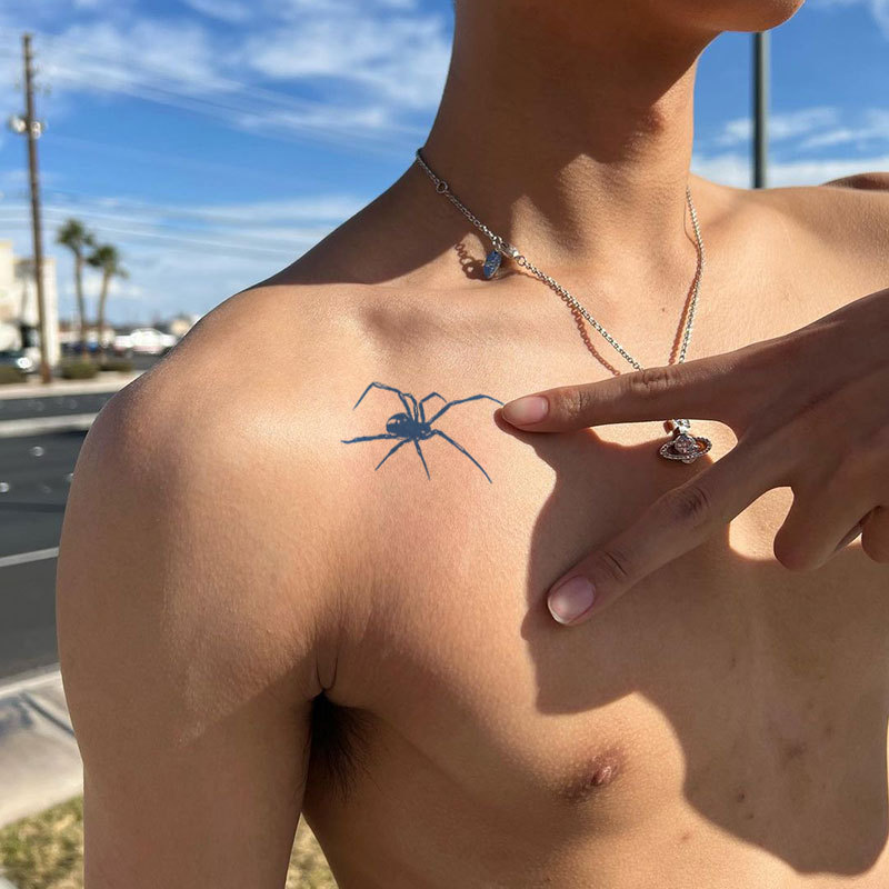 Gattoo Spider Herbal Long-Lasting Non-Reflective Tattoo Stickers for Men and Women on Arms, Shoulders, and Ankles