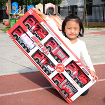 Large childrens toy fire ladder rescue car lifting sprinkler crane All kinds of cars boy car set model