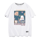 Милая розовая летняя японская футболка для школьников, свободный крой, в западном стиле, по фигуре, высокий воротник