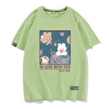 Милая розовая летняя японская футболка для школьников, свободный крой, в западном стиле, по фигуре, высокий воротник