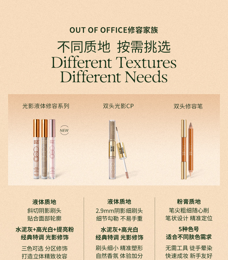【中國直郵】 OUT OF OFFICE 光影CP (高光棒+水泥棒)5ml*1+5ml*1 提亮液體 修容棒 OOO光影 cp 面部啞光【經典套裝】