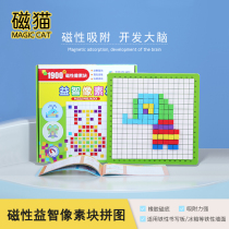 Magnetic cat male girl 4-6-8 years old Child early teaching creative pattern DIY Puzzle Pixel Piece Puzzle Magnetic