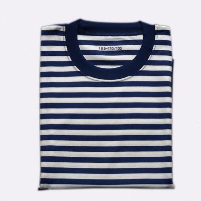  Sailor male striped short sleeve dry coat fitness speed round collar fitness blue t-shirt sports shorts loose suit seag white half-Taobao