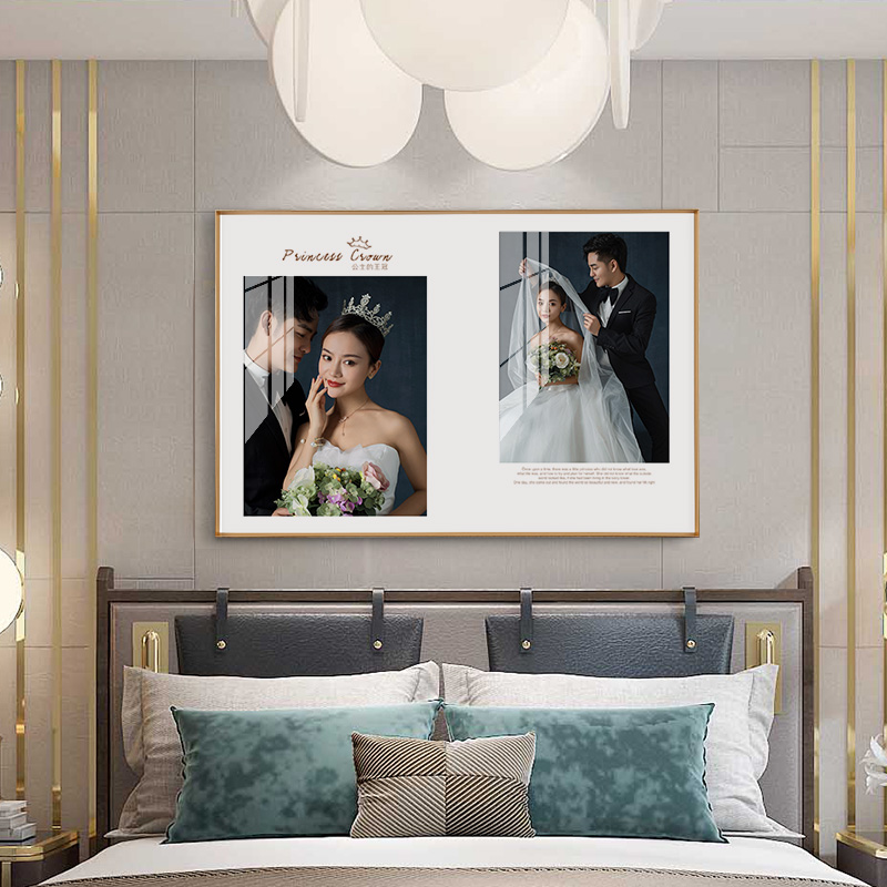 Crystal wedding photo frame washing couple wedding photos enlarged into a combination wall hanging family portrait custom aluminum alloy