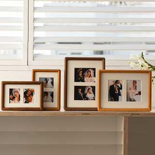 Creative Photo Frame Display Stand, Double-Frame Decoration, Two-Frame Two-Grid Combination, Photo Printing for Couples and Weddings