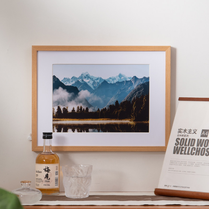 Solid wood photo frame jigsaw puzzle frame hanging wall custom mounted full family foe photo a4 A3 8 open 36 inch frame business license