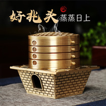 (Steam-Steaming Day) Pure Bronze Incense Stove Creative New Products Home Sandalwood Stove Chamber Pendulum incense Incense Pan-Incense Stove