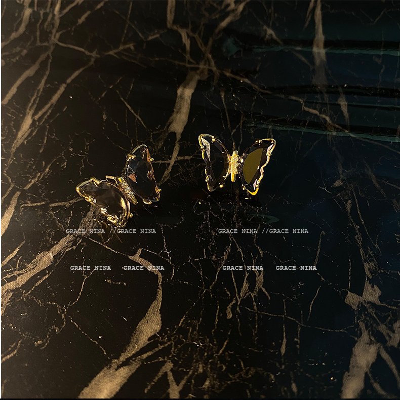 清透气质水晶蝴蝶耳钉2022年新款耳环详情2